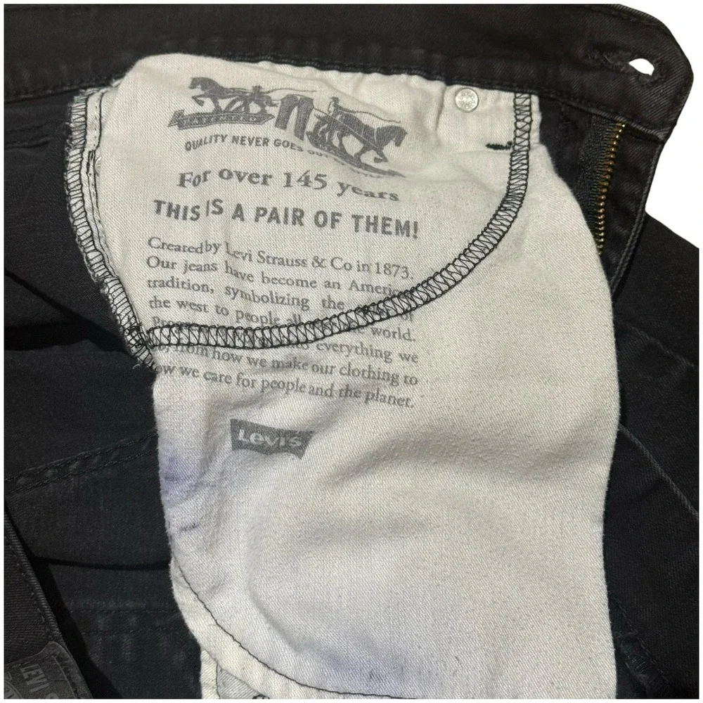 LEVIS 514 Straight Leg Jeans Mens 36x32 Black Dark Wash Denim